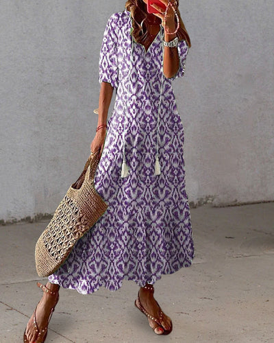 Millicent - Fashionable V-Neck Printed Dress