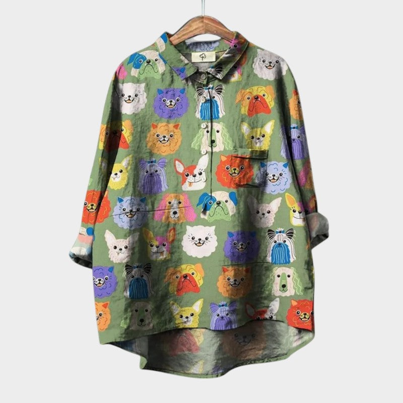Evangeline - Comfortable Loose Fit Animal Printed Top