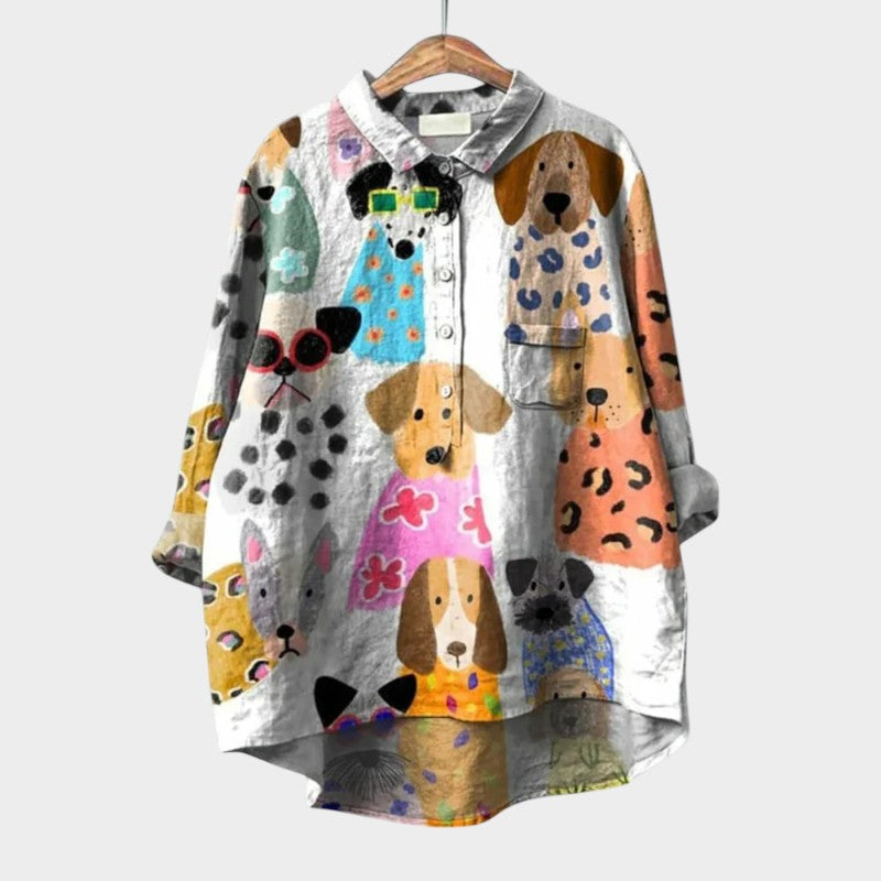 Evangeline - Comfortable Loose Fit Animal Printed Top