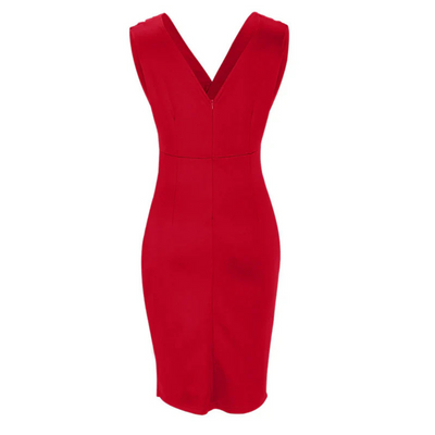 Inez|Fitted Dress with V-Neckline and Slit