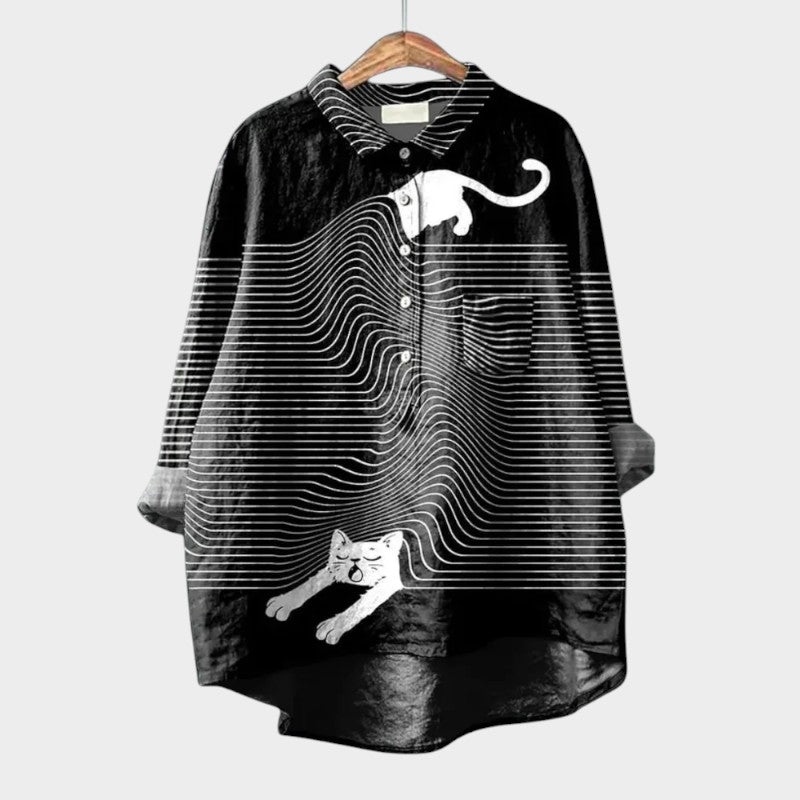 Evangeline - Comfortable Loose Fit Animal Printed Top