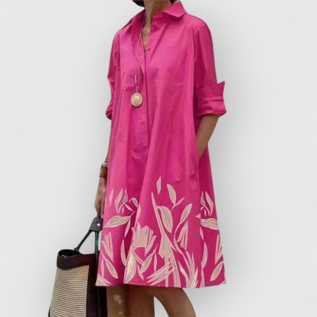 Selene - Effortlessly Chic Loose Fit Printed Shirt Dress