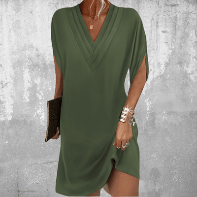 Hadley - Elegant V-Neck Tummy Covering Dress