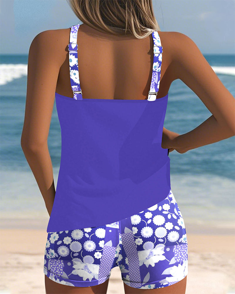 Jessica - Floral Print Beach Tankini Set