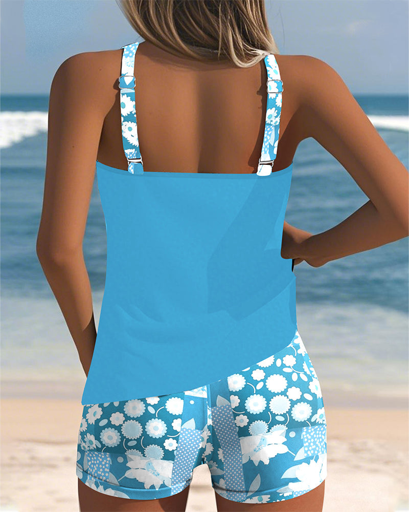 Jessica - Floral Print Beach Tankini Set