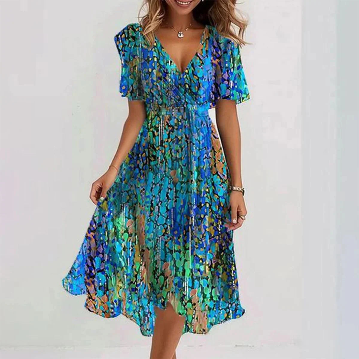 Maelis - Fashionable Deep V-Neck Women’s Dress