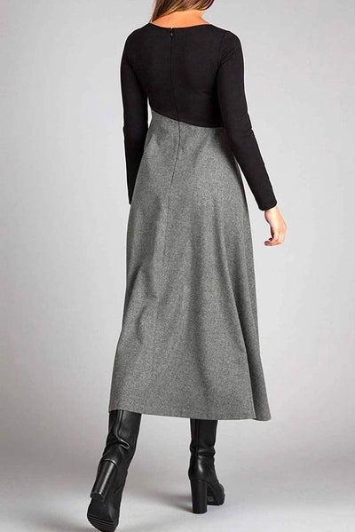 Nerine - Elegant Splicing Tweed V-Neck Dress