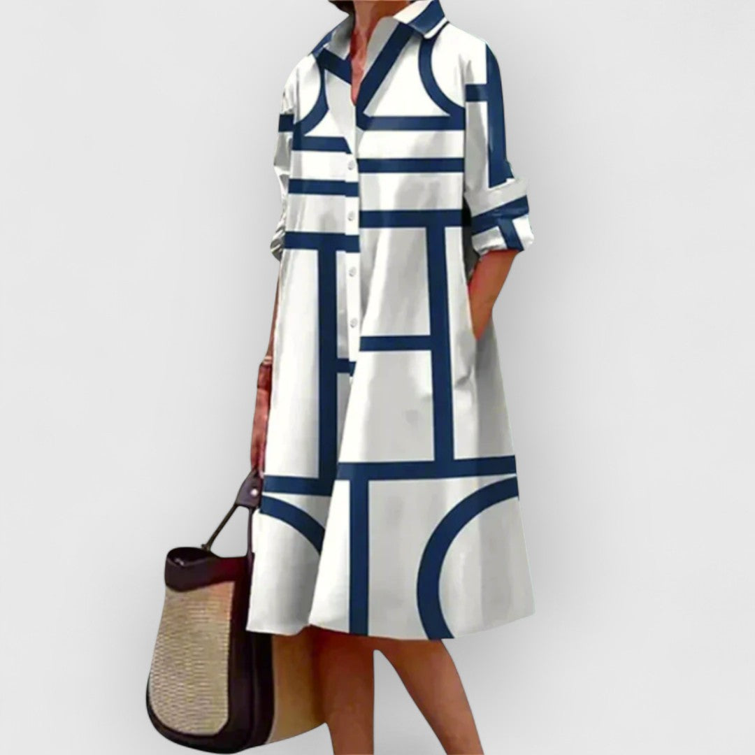 Gianna - Urban Street Fashion Lapel Knee-Length Dress