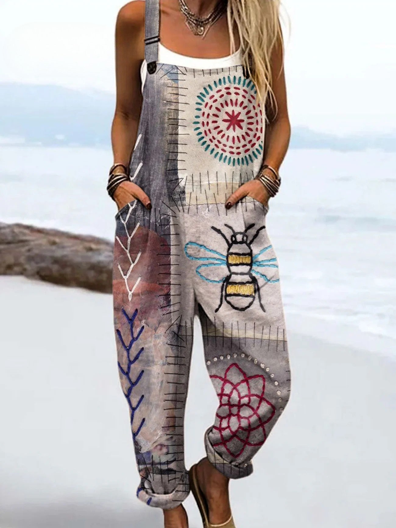 Luniva - Wide-Leg Casual Art Jumpsuit
