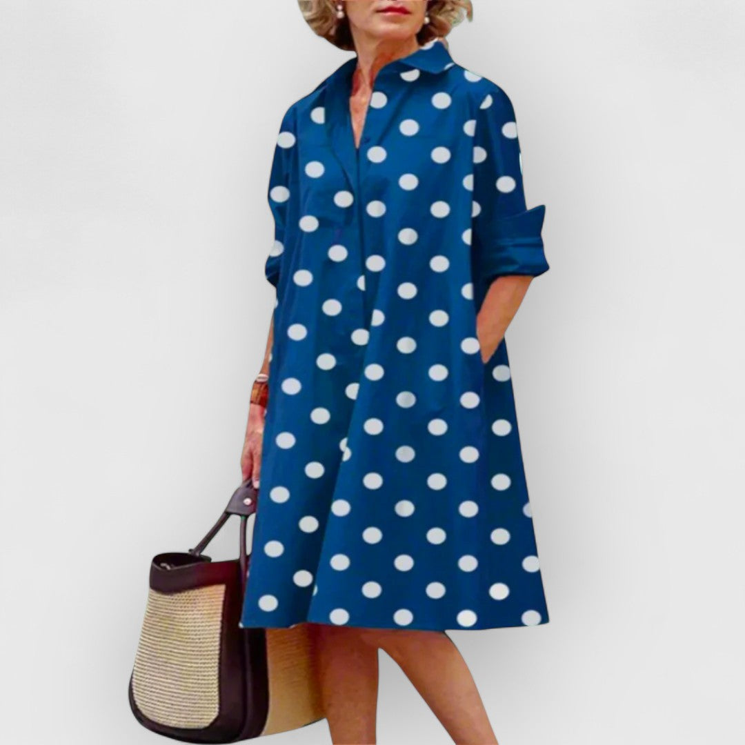 Sable - Chic Polka Dot Shirt Dress