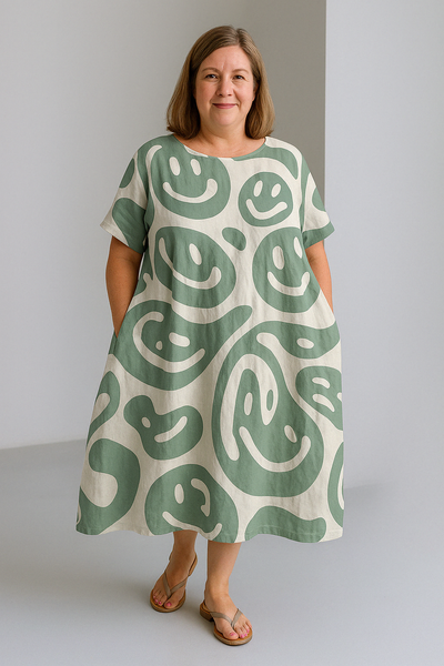 Zinnia - Vintage-Inspired Tummy Covering Midi Dress