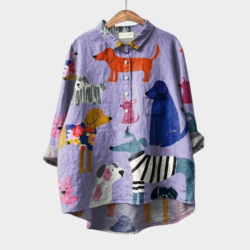 Evangeline - Comfortable Loose Fit Animal Printed Top
