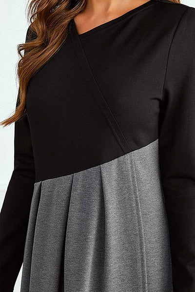 Nerine - Elegant Splicing Tweed V-Neck Dress