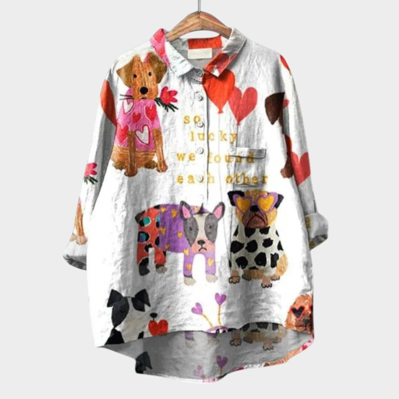 Evangeline - Comfortable Loose Fit Animal Printed Top