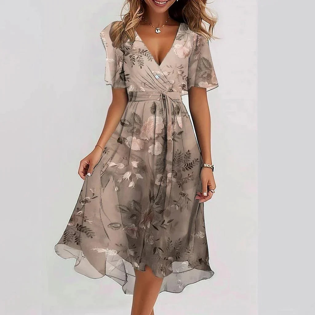Maelis - Fashionable Deep V-Neck Women’s Dress