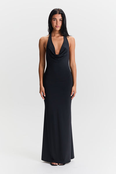 Jessamine - Chic Halter Cowl Neck Maxi Dress