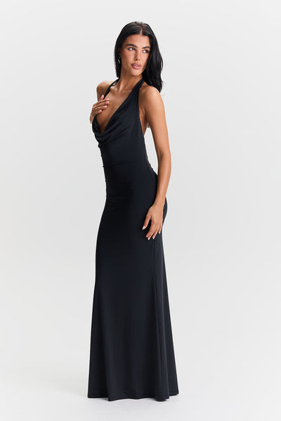 Jessamine - Chic Halter Cowl Neck Maxi Dress