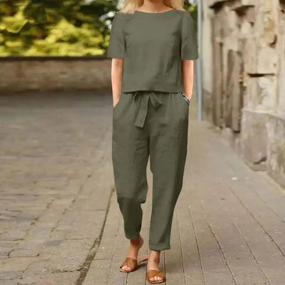 Tavia - Elegant Cotton Linen 2-Piece Set