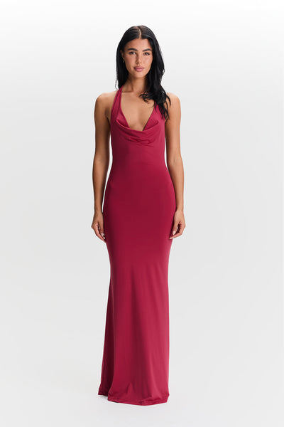 Jessamine - Chic Halter Cowl Neck Maxi Dress