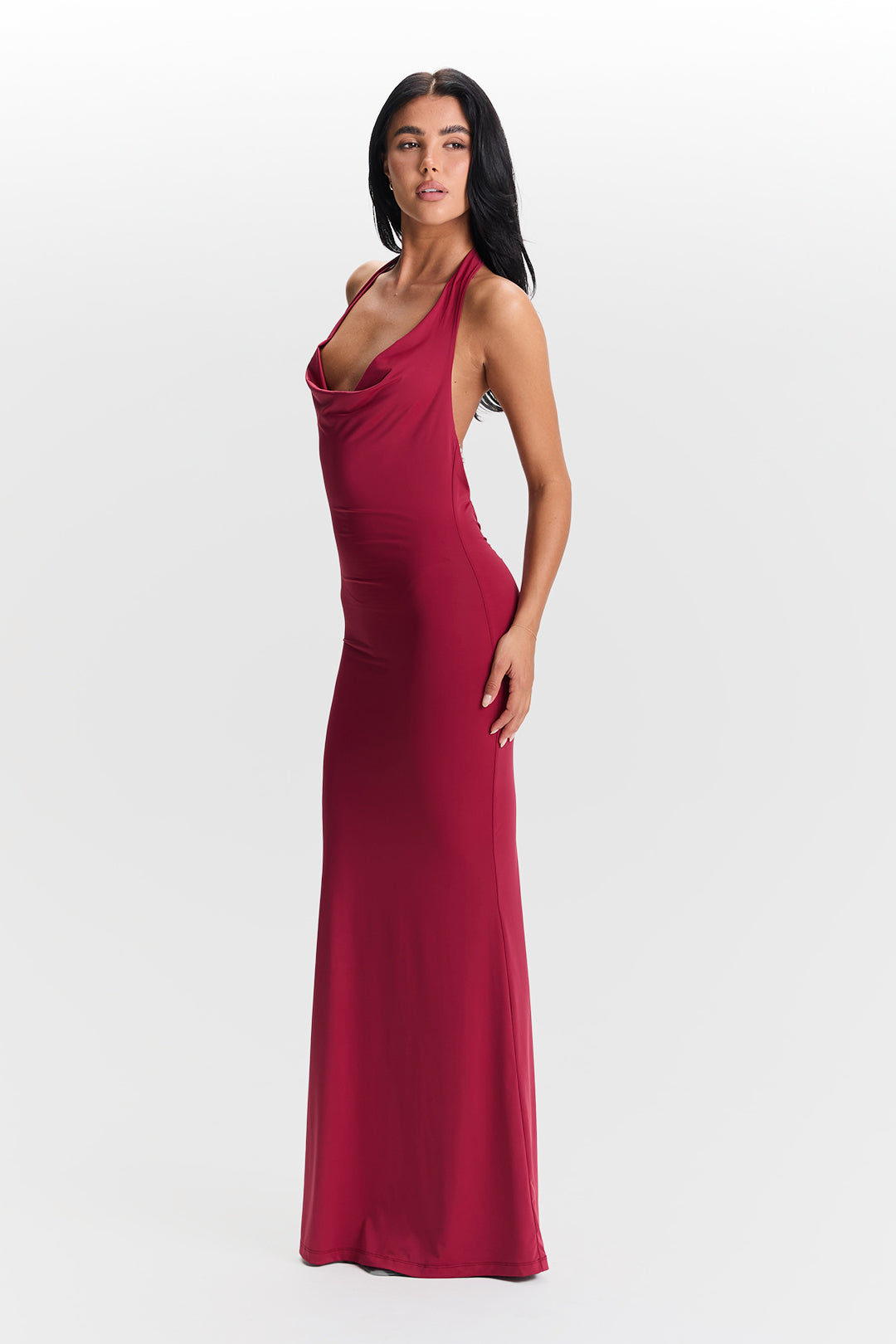 Jessamine - Chic Halter Cowl Neck Maxi Dress