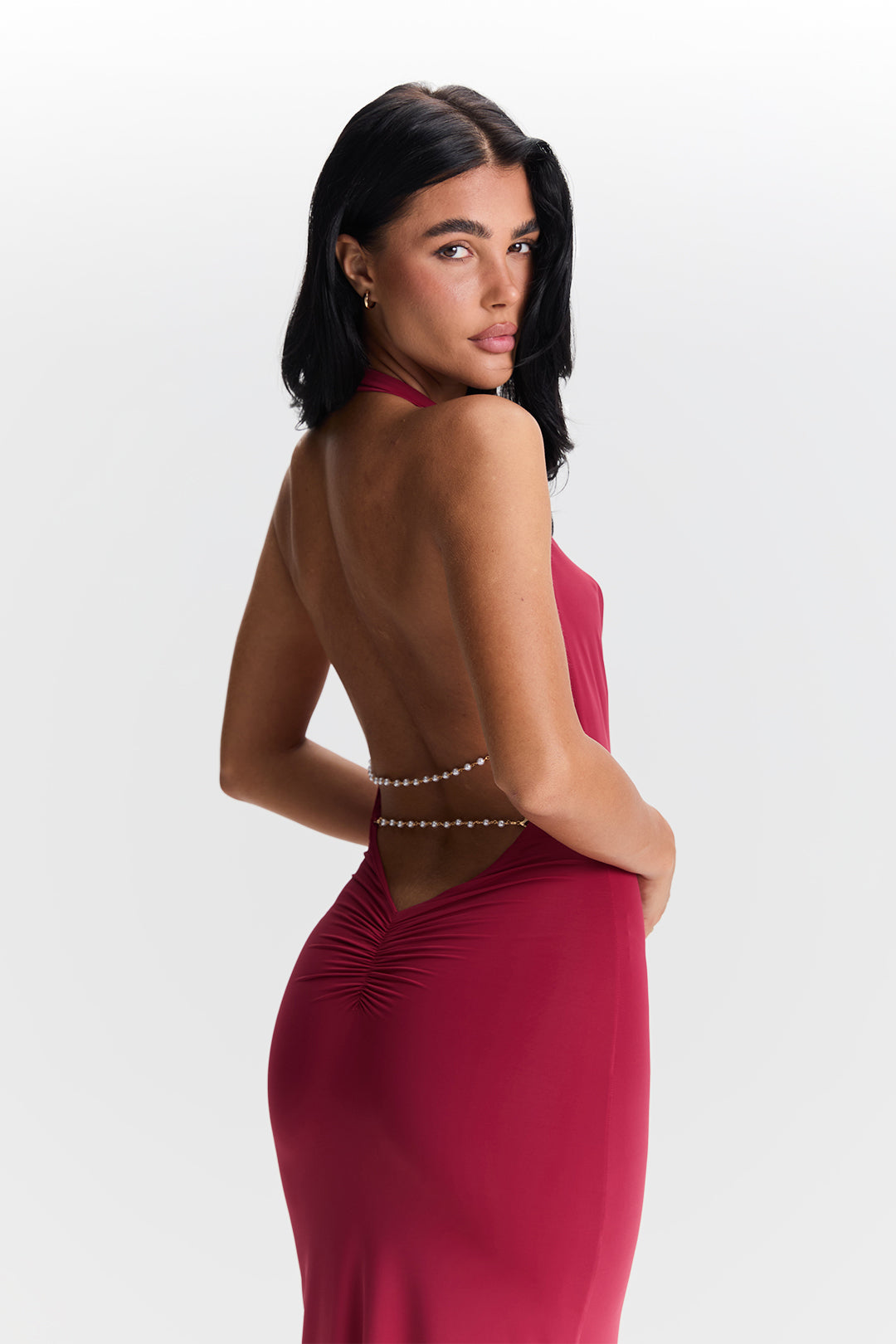 Jessamine - Chic Halter Cowl Neck Maxi Dress