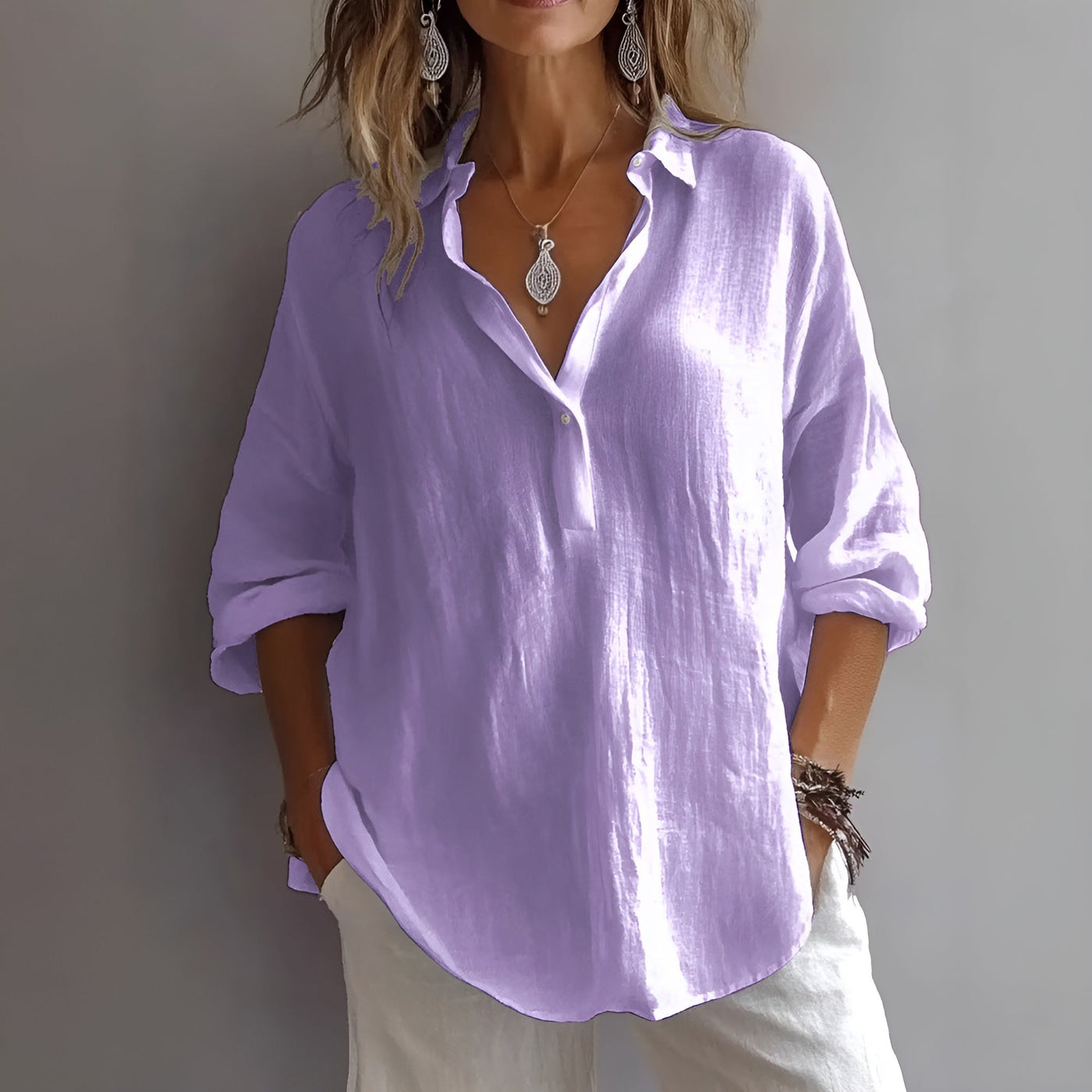 Saylor - Relaxed Turn-Down Collar Summer Top