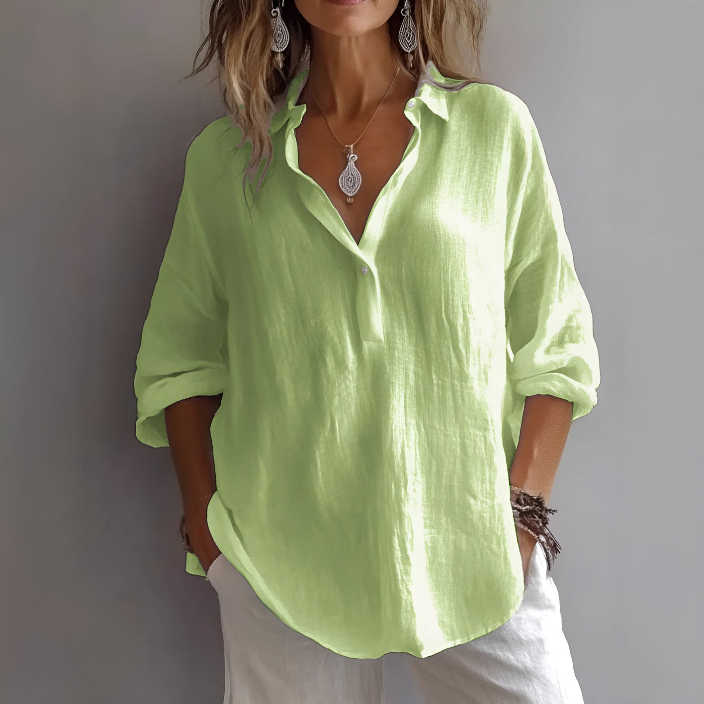 Saylor - Relaxed Turn-Down Collar Summer Top