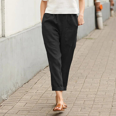 Esryn - Comfortable Elastic Waist Cotton Pants