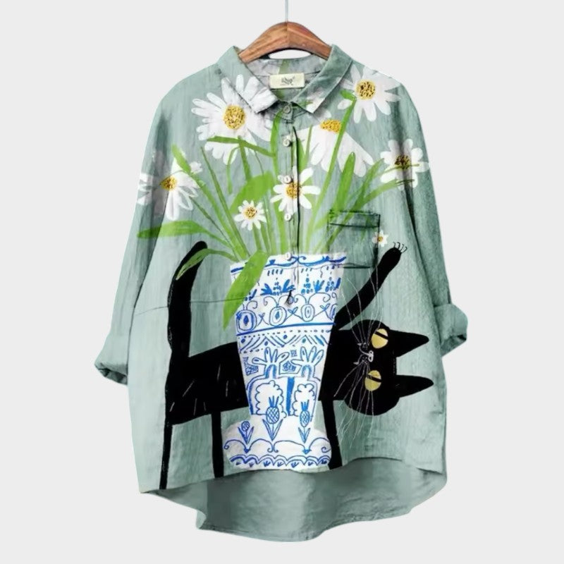 Isolde - Vintage Loose-Fit Printed Top