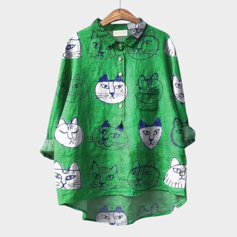 Isolde - Vintage Loose-Fit Printed Top