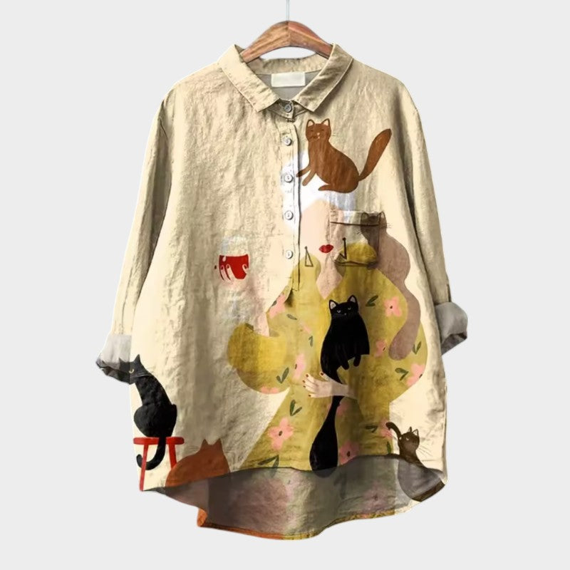 Isolde - Vintage Loose-Fit Printed Top