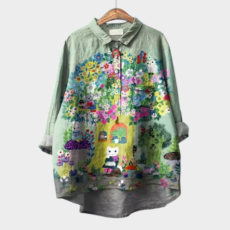 Isolde - Vintage Loose-Fit Printed Top