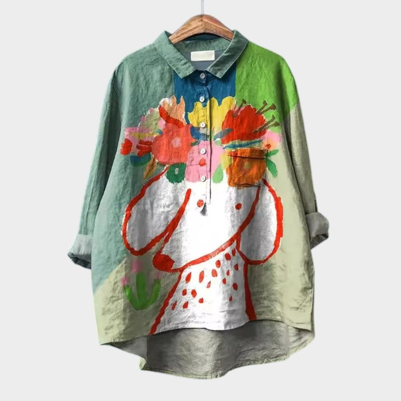 Evangeline - Comfortable Loose Fit Animal Printed Top