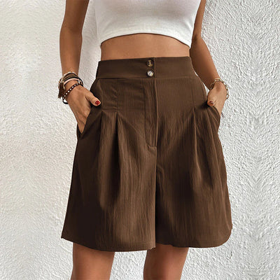 Azaline - Casual Elastic Waist Multi-Color Shorts