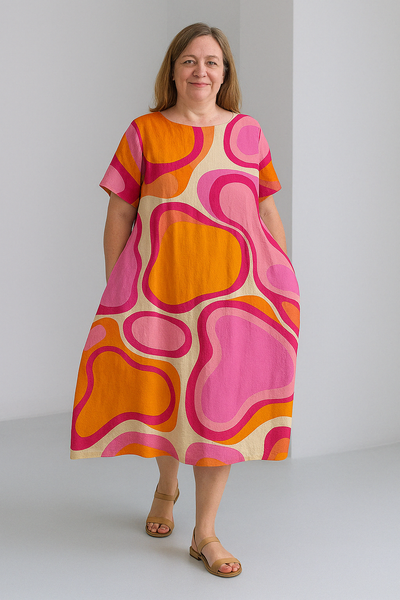 Zinnia - Vintage-Inspired Tummy Covering Midi Dress