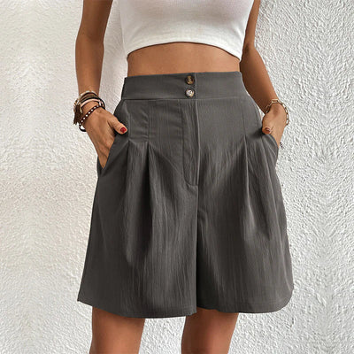 Azaline - Casual Elastic Waist Multi-Color Shorts