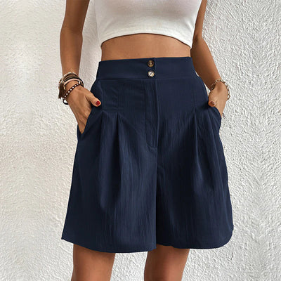 Azaline - Casual Elastic Waist Multi-Color Shorts