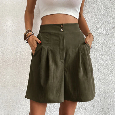 Azaline - Casual Elastic Waist Multi-Color Shorts
