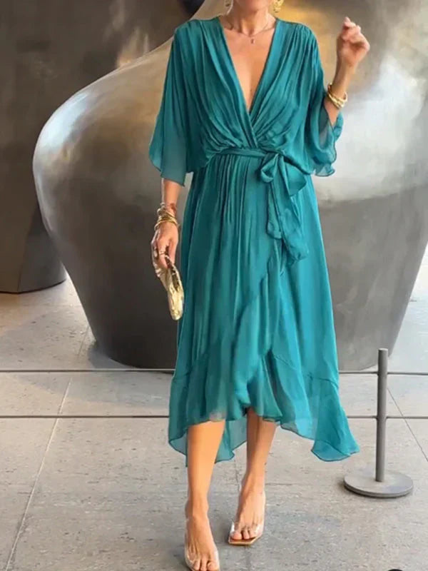 Fenella - Elegant Ruffled Irregular Long Party Dress