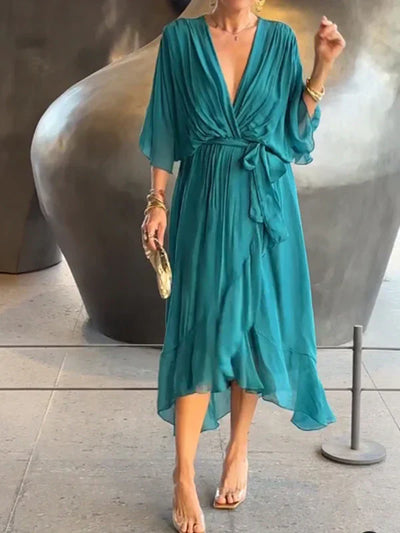 Fenella - Elegant Ruffled Irregular Long Party Dress