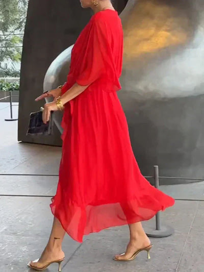 Fenella - Elegant Ruffled Irregular Long Party Dress