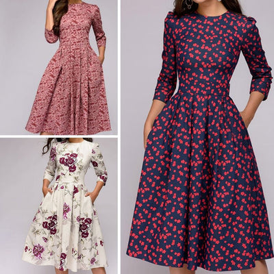 Zerelda - Elegant Pleated Floral Dress