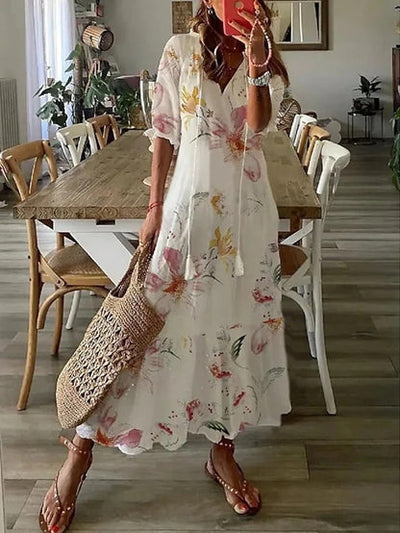 Millicent - Fashionable V-Neck Printed Dress