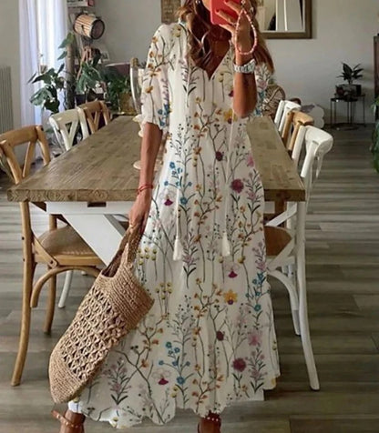 Millicent - Fashionable V-Neck Printed Dress