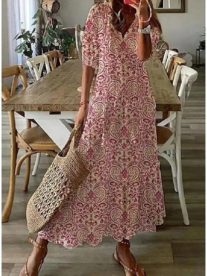 Millicent - Fashionable V-Neck Printed Dress