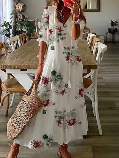 Millicent - Fashionable V-Neck Printed Dress